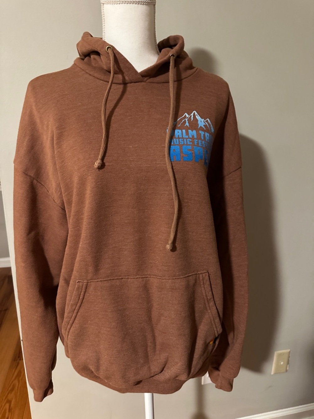 Aviator Nation Brown Hoodie with Blue Mountain Graphic